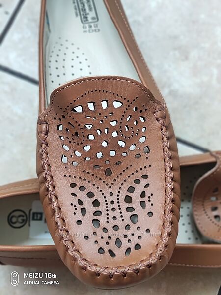 Кожанные женские туфли, мокасины Guimaraes 