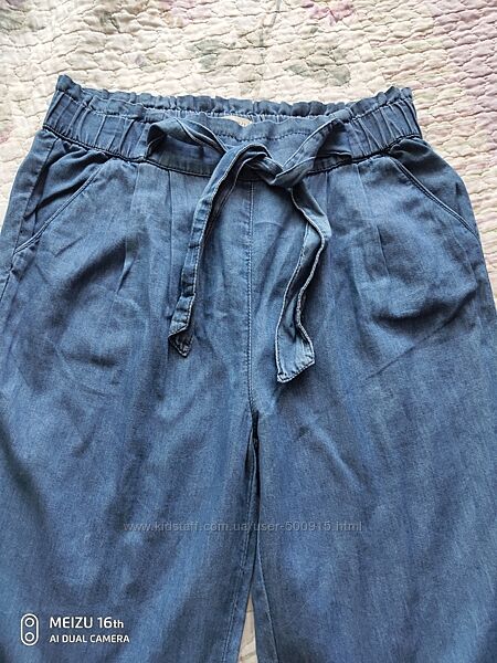 Летние брюки джинсы из легкой ткани для девочки . 156-163 см. 13-14 лет