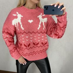 Мягкий объемный свитер с оленями House. Размер XS, S. 