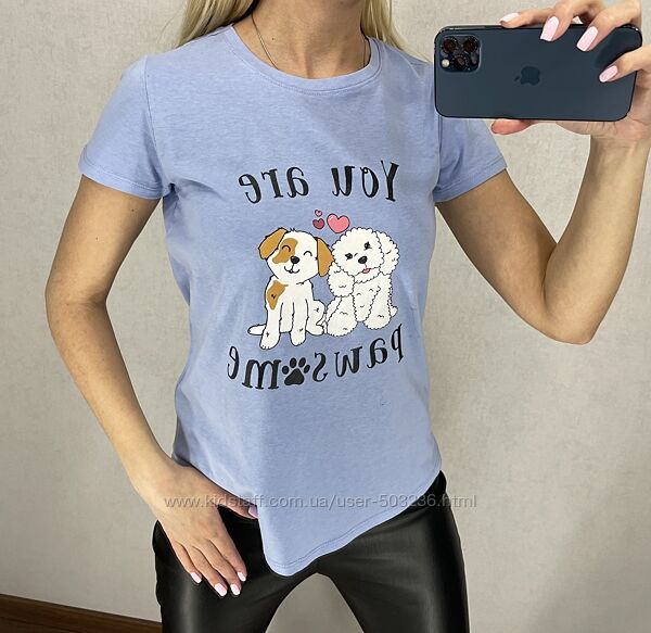 Хлопковая футболка с принтом. Amisu. FBsister. Размеры уточняйте.
