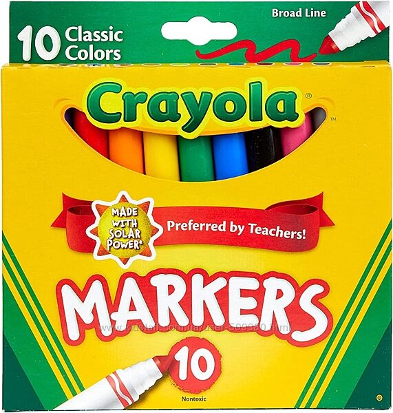 Маркери Crayola Broad Line Markers, 10 шт Оригінал