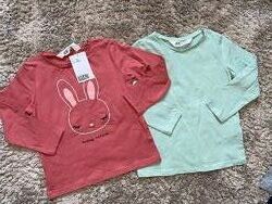 Дитячий бавовняний лонгслів / реглан / кофта h&m