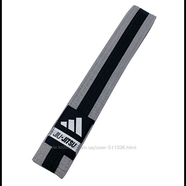 Пояс Adidas BJJ. Сіро - чорний.