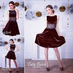 Велюровое платье черное и коричневое платье