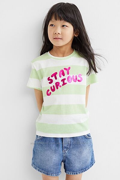 Футболка Stay Curious для дівчат 2-10 років від H&M Швеція