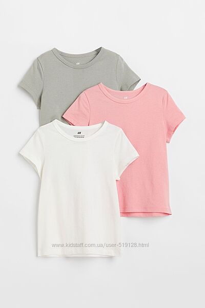Комплект з 3х футболок для дівчат 4-6 років від H&M Швеція