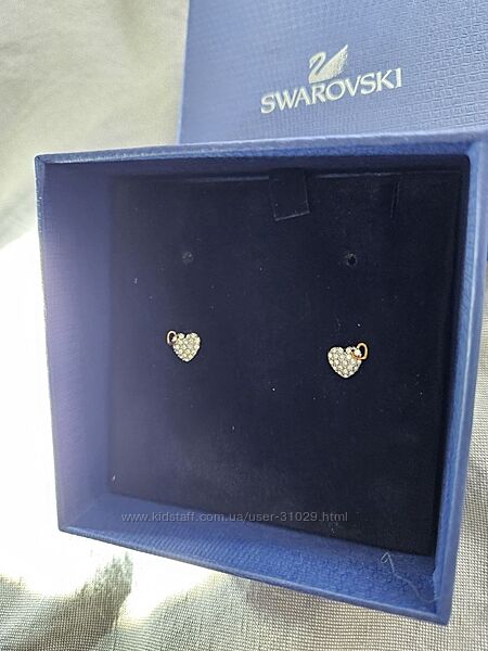 Сережки Swarovski серця з двох металлів