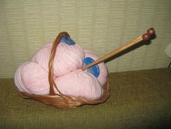 Новый подарочный набор для вязания пряжа и спицы в корзинке, Италия