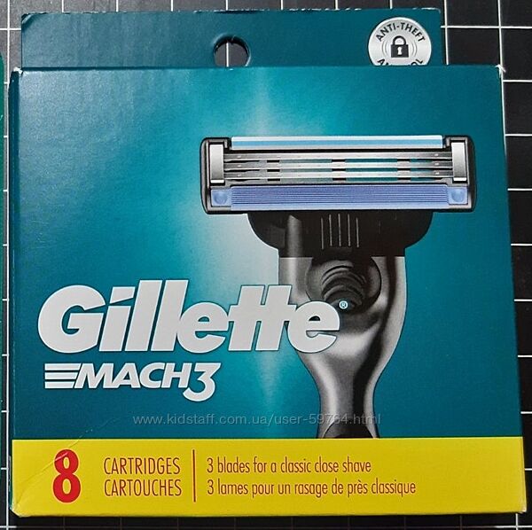Оригинальні картриджи Gillette MACH3 для гоління з Америки