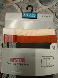 набір чоловічої білизни Primark Hipsters 3 шт в розмірі XS