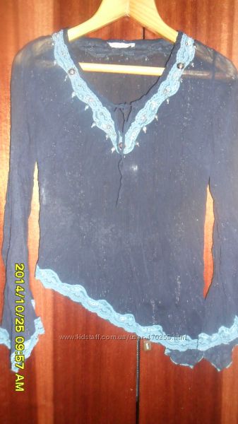 Шикарная нарядная блуза блузка с кружевом, фурнитурой и паетками