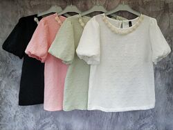 Жіноча літня блуза, ніжна, блузка, ошатна футболка, one size, див. заміри