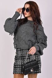  Жіночий вязаний светр, женский вязаный свитер с бахромой, див. на заміри
