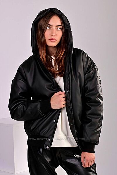 Жіноча шкіряна куртка, бомбер, женская кожаная куртка, див. заміри в описі
