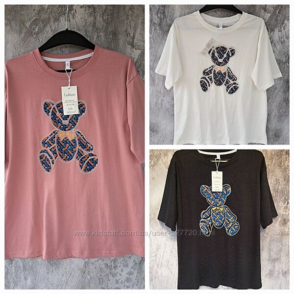 Жіноча трикотажна футболка, женская трикотажная футболка, one size, див. з