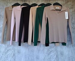 Жіноча кофта поло рубчик, женский вязаный свитер, Туреччина , S/M 