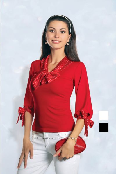 Блуза  бант  красная