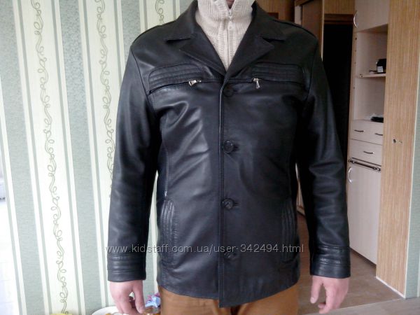 Куртка-пиджак черный кожа 52р