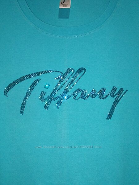 Мятная футболка Tiffany со стразами Сваровски