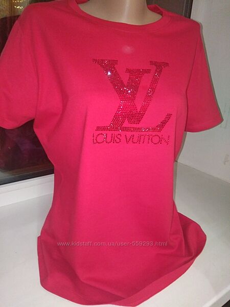 Стильная футболка Louis Vuitton реплика со стразами Сваровски