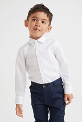 Хлопковая белоснежная рубашка H&M 122см