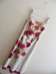 Винтажное платье сарафан миди шелк и лен