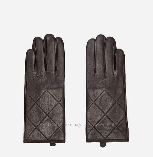 Кожаные женские перчатки коричневые черные