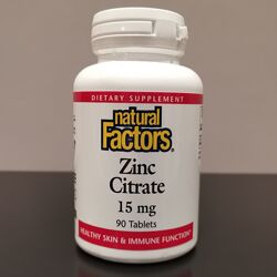 Цинк цитрат 15 мг - 90 таблеток / Natural Factors Zinc citrate