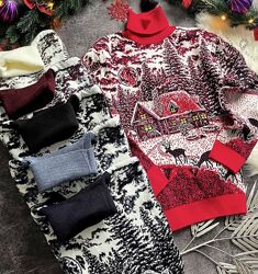 Святковий новорічний светр Хатинка M, L, XL