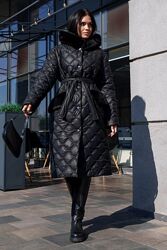 Трендове зимове пальто подовжене на силіконі S-M, L-XL