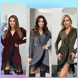 42-44, 46-48 Вечірня сукня люрекс бахрома 