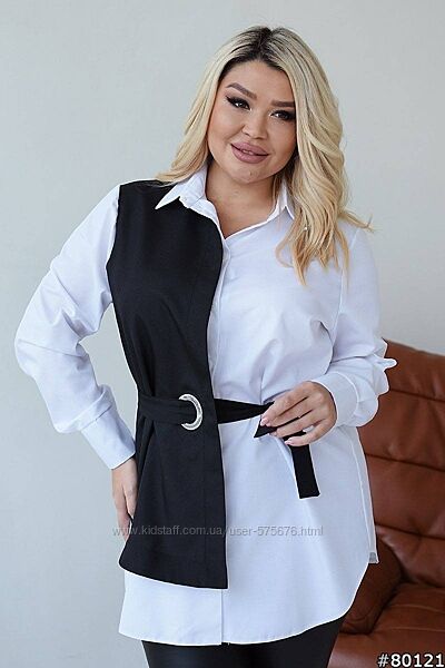 Класична блуза чорно-біла 48-52 , 54-58