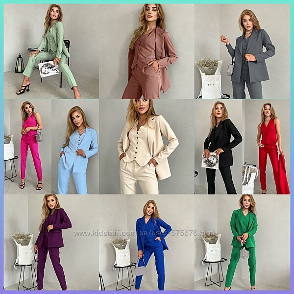 s-m  l-xl Костюм 3-ка піджак, жилетка, брюки єврокостюмка