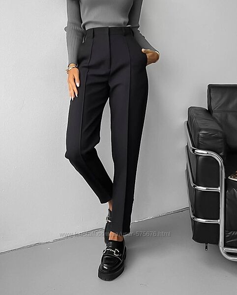 S, M, L, XL Базові чорні брюки костюмка
