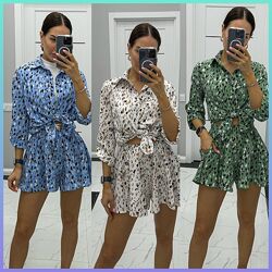 S-M, L-XL Костюм сорочка та спідниця шорти софт