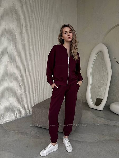 XS-S, M, L трендовий костюм бомбер та штани джогери тринитка петля