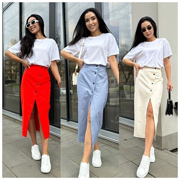 40-42, 42-44, 46-48, 50-52 Джинсова спідниця на кнопках