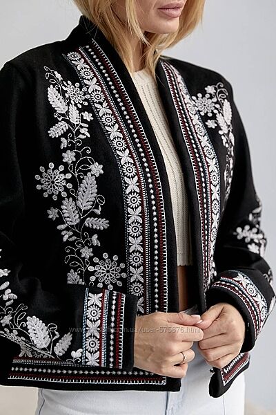 S, M, L Жакет накидка із вишивкою вишиванка