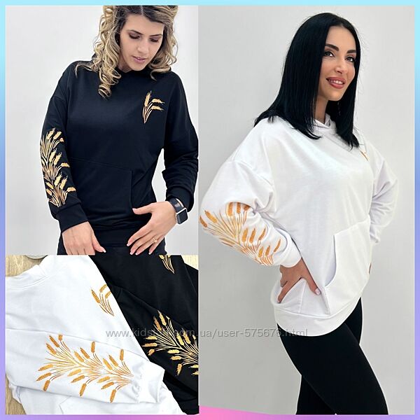 42-44, 46-48, 50-52 Демісезонний жіночий худі з принтом з патріотичним прин