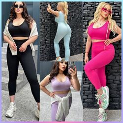 46-48, 50-52, 54-56, 58-60 прогулянковий спортивний костюм топ та лосіни