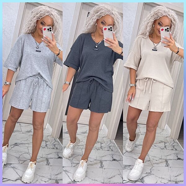 48-52, 54-58 Прогулянковий костюм трикотаж вафелька