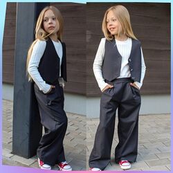 Хіт продаж р.122 до 152р. Комплект жилет та брюки якісна креп тканина