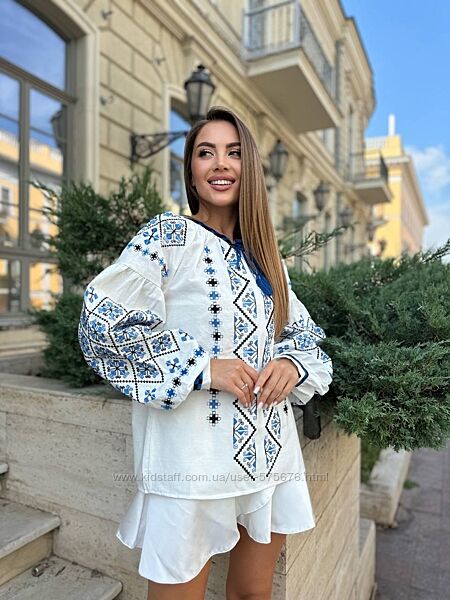 S, M, L сорочка вишиванка на завязках