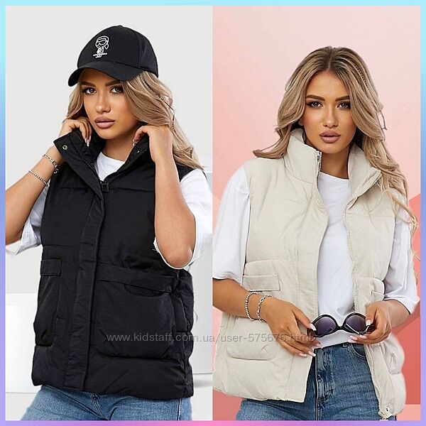 S-M, M-L, L-XL, XL-XXL Жилетка жіноча плащівка наповнювач holofiber