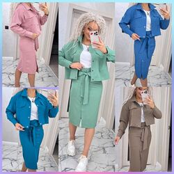 42-44, 46-48, 50-52 Вишуканий діловий комплект піджак з довгим рукавом та с