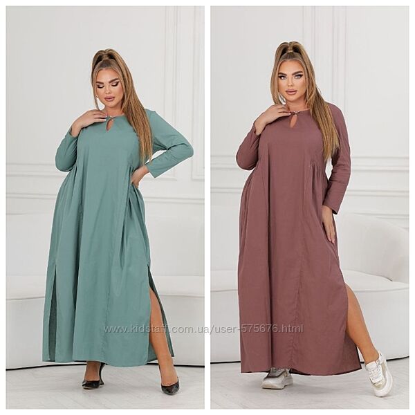 46-48, 50-52, 54-56, 58-60 Розкішна жіноча сукня вільного крою з розрізами 