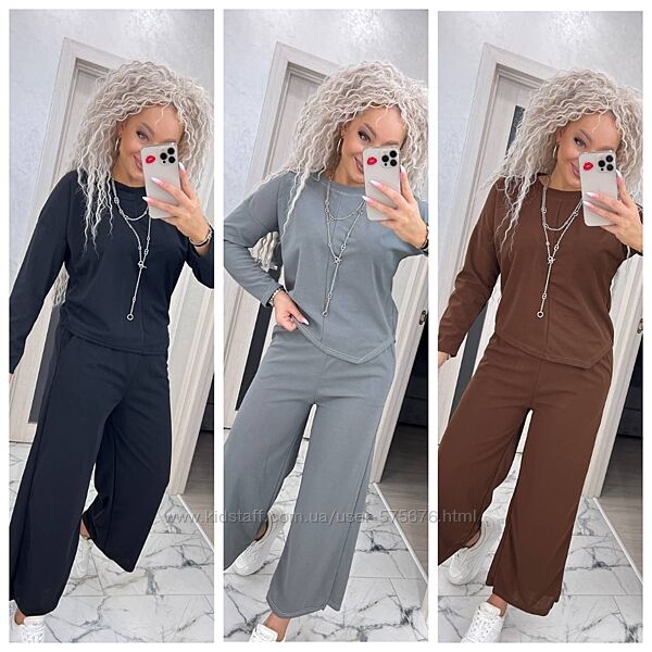 42-44, 46-48 жіночий костюм двійка кофта та штани кюлоти