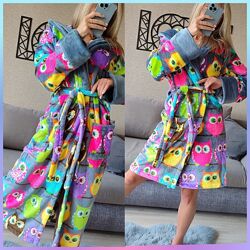 р.42-46 плюшевий халатик з капюшоном