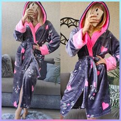 р.42-46 плюшевий халатик з капюшоном