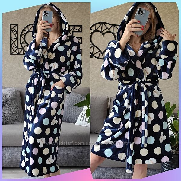 р.42-46 плюшевий халатик з капюшоном